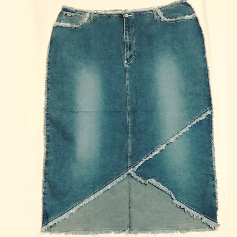 Revolt Jeans Co Long Modest Denim Plus Size Skirt